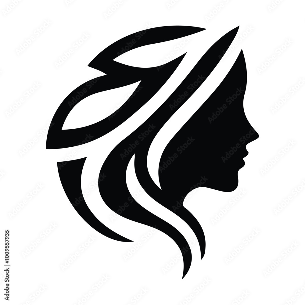 Spa wellness logo beauty woman head female flower icon vector Spa wellness logo beauty woman head female flower icon vector