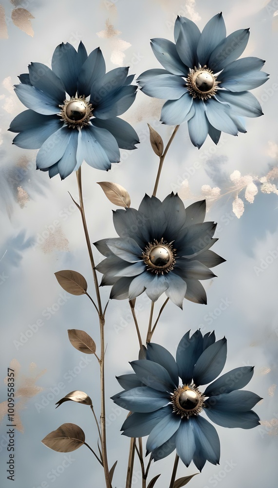 custom made wallpaper toronto digital
blue flowers in blue sky and some leaves



