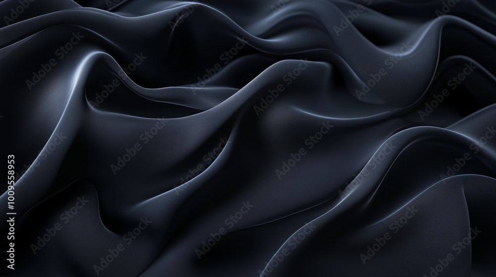 An abstract representation of layered, translucent waves of deep black An abstract representation of layered, translucent waves of deep black