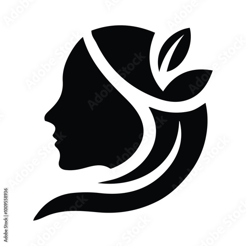 Spa wellness logo beauty woman head female flower icon vector photo