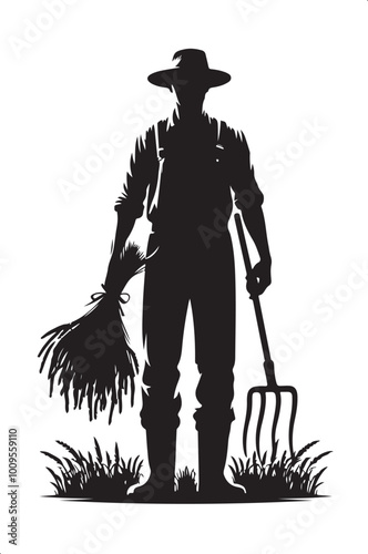 Farmer vector image silhouette