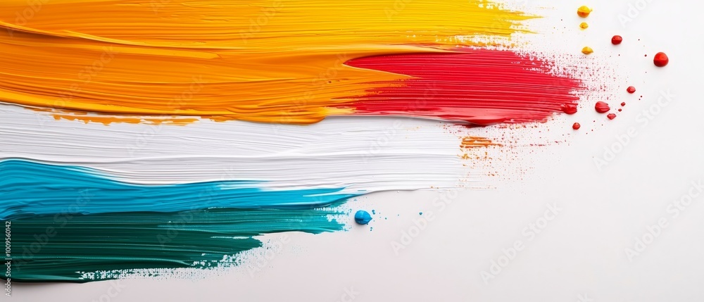 A close-up of a paintbrush with varied hues of paint at its tip and base A close-up of a paintbrush with varied hues of paint at its tip and base