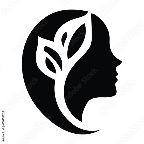 Spa wellness logo beauty woman head female flower icon vector photo