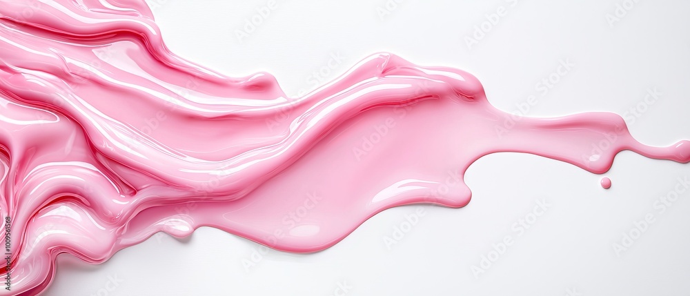 Fototapeta premium A pink liquid dripping down a white wall