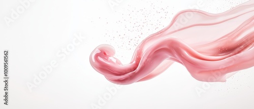  A pink liquid swirls above a white backdrop, sprouting a splash of similar hue