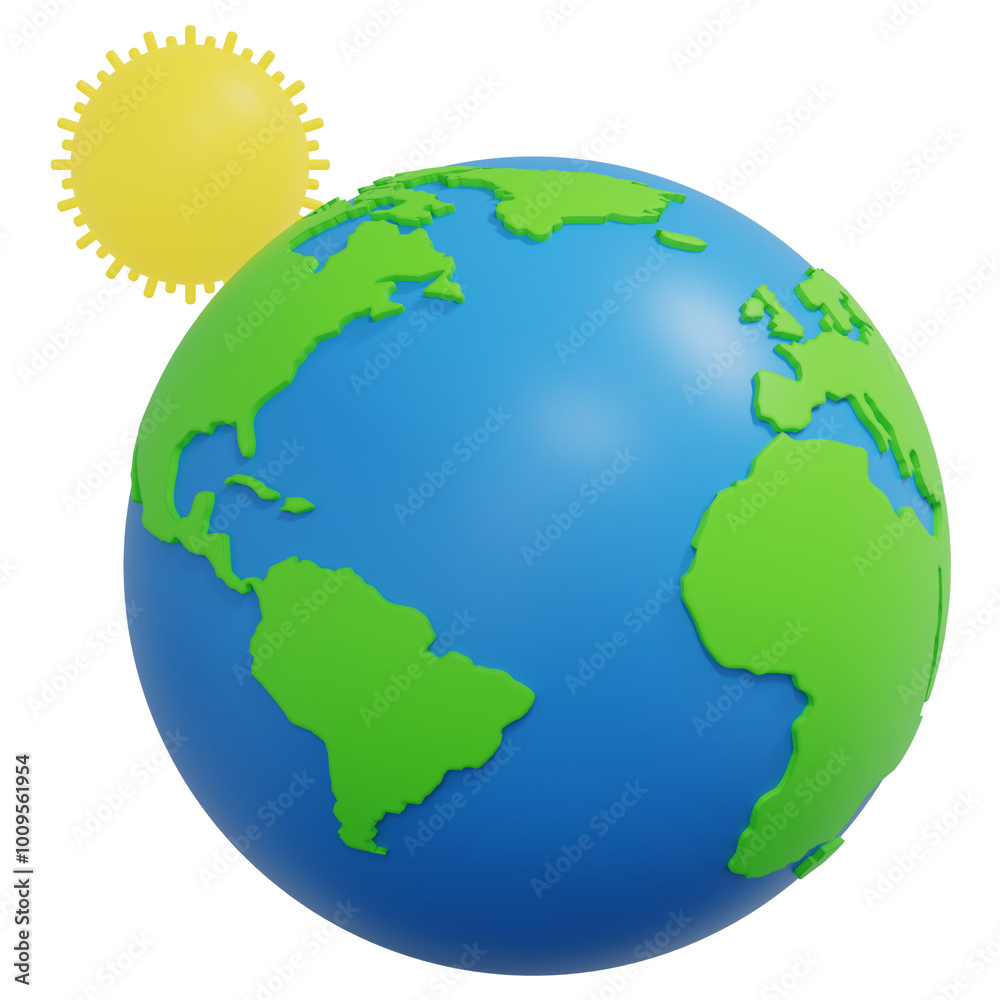 world earth planet with sun 3d render illustration world earth planet with sun 3d render illustration