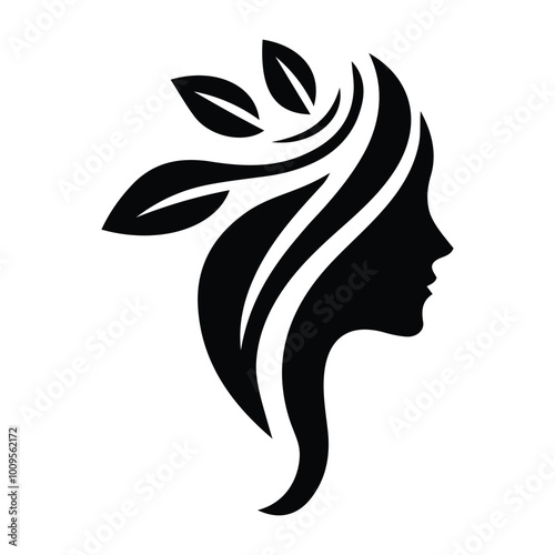 Spa wellness logo beauty woman head female flower icon vector