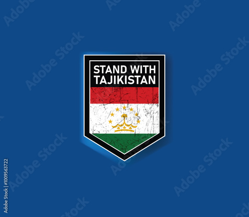"Stand with Tajikistan" - Show your support with this powerful flag and shield design.