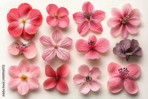 beautiful collection of various pink flowers isolated on a soft white background perfect for evoking feelings of love beauty and natures elegance