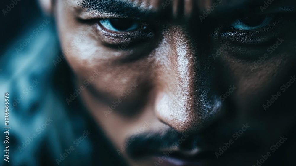 A close-up captures the intense gaze and deep contemplation of a person, emphasizing texture and emotion in the portrait. A close-up captures the intense gaze and deep contemplation of a person, emphasizing texture and emotion in the portrait.