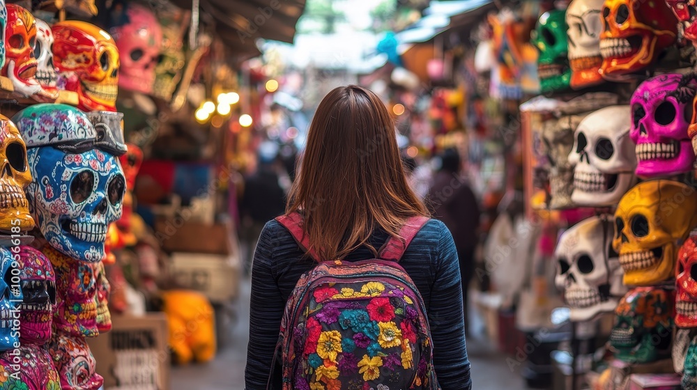 Exploration of Vibrant Cultural Artifacts in a Bustling Marketplace Exploration of Vibrant Cultural Artifacts in a Bustling Marketplace