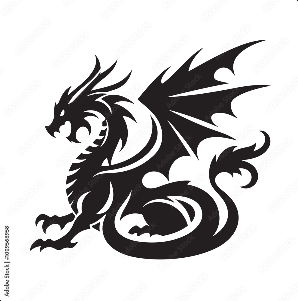 Naklejka premium dragon logo silhouette vector