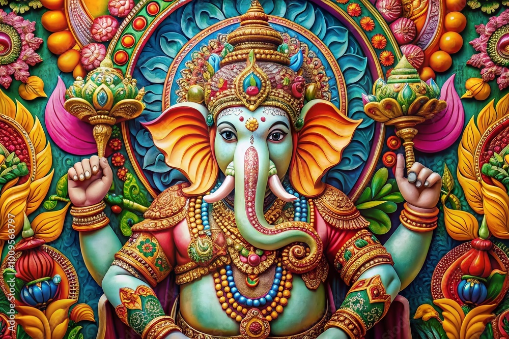 Vibrant Ganapathy Wallpaper Featuring Intricate Designs and Rich Colors for Spiritual Inspiration Vibrant Ganapathy Wallpaper Featuring Intricate Designs and Rich Colors for Spiritual Inspiration