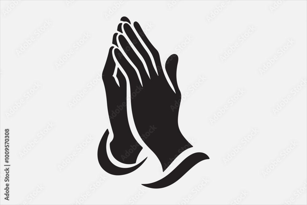 Obraz premium Silhouette two hands in a praying position