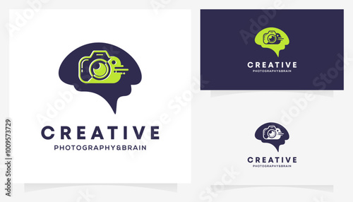 Photography and Brain Logic logo design ideas. Creative vector illustration based icon template.