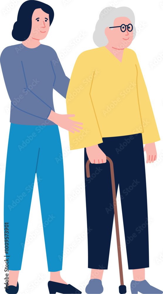 Volunteer help old woman. Elderly people care service Volunteer help old woman. Elderly people care service