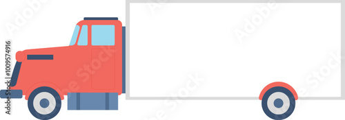 Shipping truck color icon. Cargo transport side view