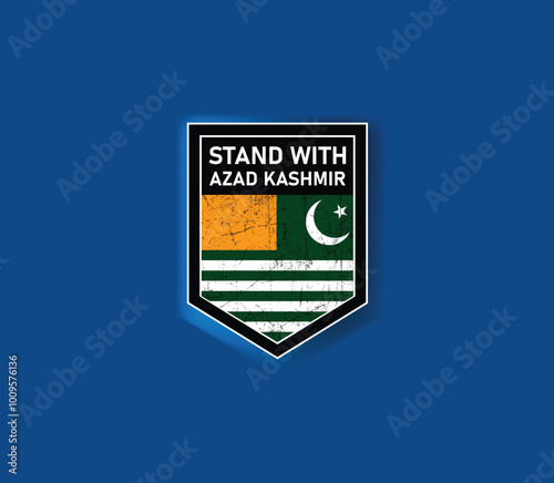 "Stand with Kashmir" - Show your support with this powerful flag and shield design.