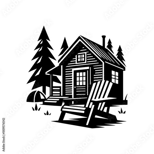 Rustic Cabin Retreat with Adirondack Chairs