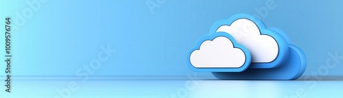 Stylish blue clouds with a clean backdrop, perfect for designs related to weather, nature, or technology themes.