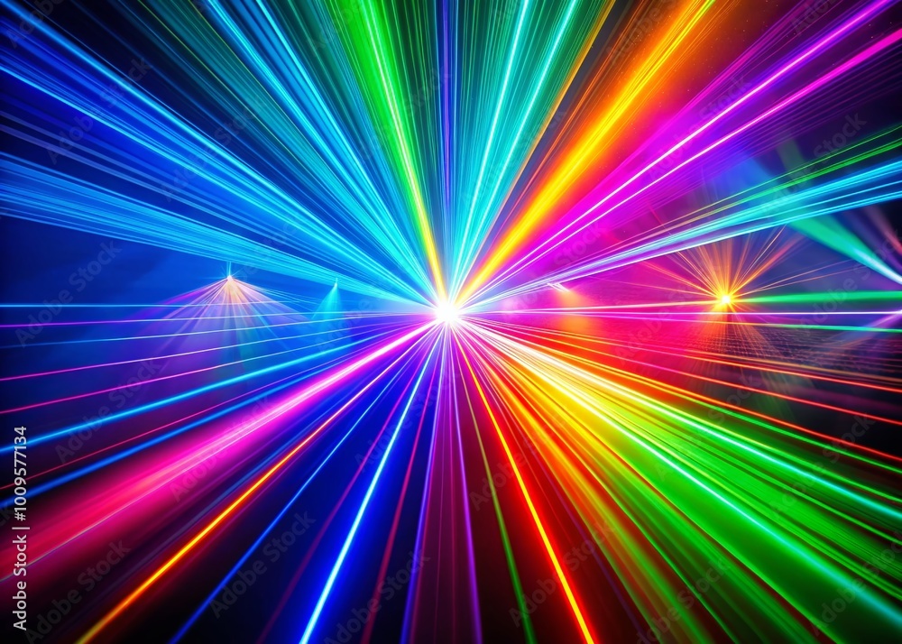 Vibrant Laser Beam Background with Colorful Light Effects for Abstract Designs and Visual Projects Vibrant Laser Beam Background with Colorful Light Effects for Abstract Designs and Visual Projects