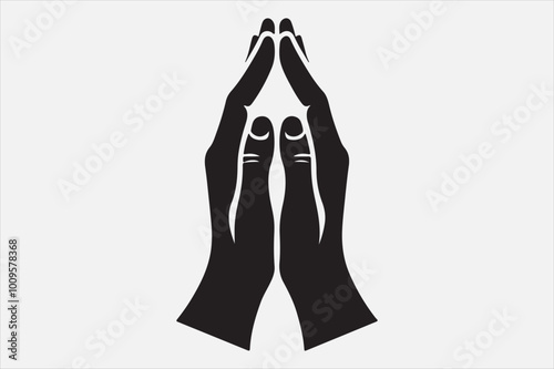 Silhouette two hands in a praying position