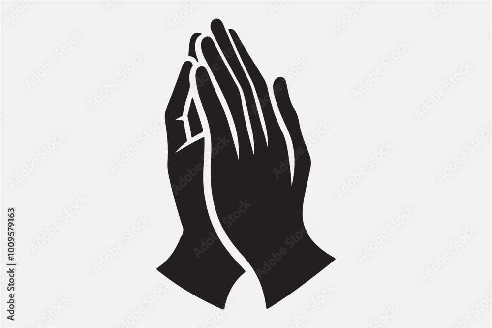 Silhouette two hands in a praying position Silhouette two hands in a praying position