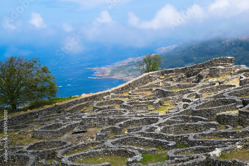 Ruins of the ancient Celtic village in Santa Tecla. La Guardia - Spain photo