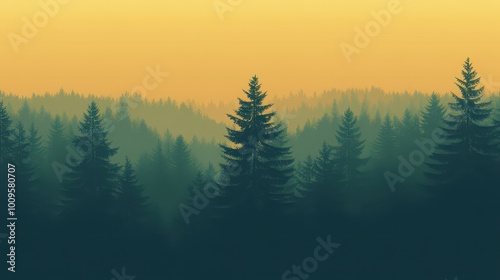 Majestic Misty Mountain Forest Landscape