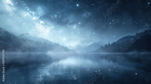 Enchanting Starry Night Over a Serene Mountainous Lake