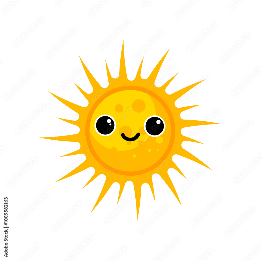 cute orange sun in kawaii style, sunshine - vector illustration cute orange sun in kawaii style, sunshine - vector illustration