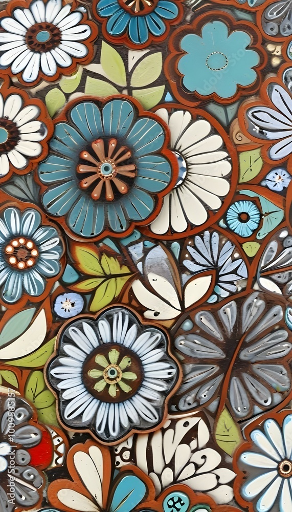 A field of large turquoise blue flowers with brown A field of large turquoise blue flowers with brown