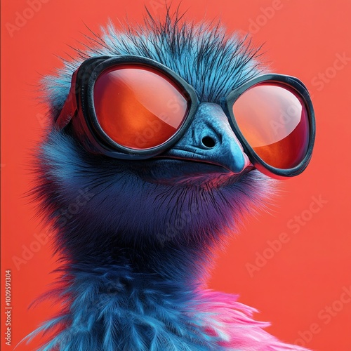 Funky Emu Birds in Creative Animal Concept photo