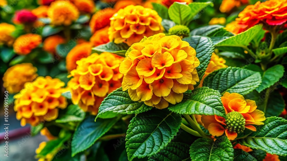 Vibrant Romerillo Plant with Green Leaves and Bright Yellow Flowers in Natural Sunlight Setting Vibrant Romerillo Plant with Green Leaves and Bright Yellow Flowers in Natural Sunlight Setting