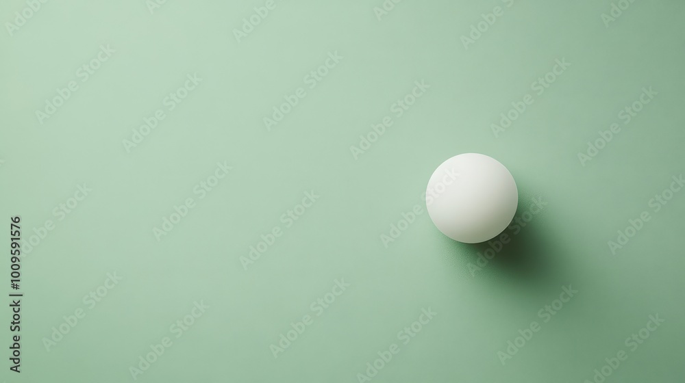 Minimalist Composition with a Single White Sphere on Green Background Minimalist Composition with a Single White Sphere on Green Background