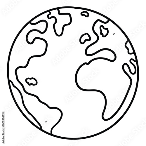 Hand drawn doodle planet earth on white background.