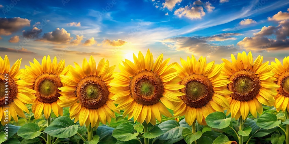 Obraz premium Vibrant Sunflower Border Decoration for Nature-Inspired Designs and Creative Projects