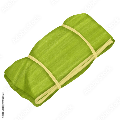 Coconut Sticky Rice and Banana wrapped with Banana Leaf
