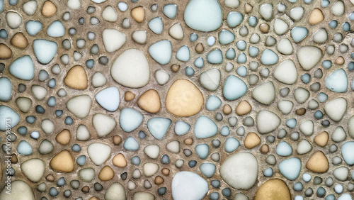 background of powder colored stones in ceramic round form photo