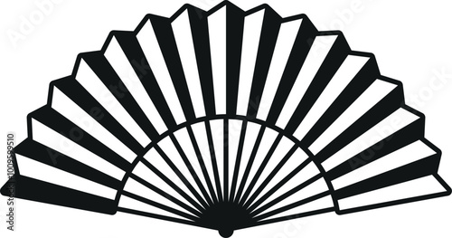 Chinese fan black icon. Oriental traditional accessory