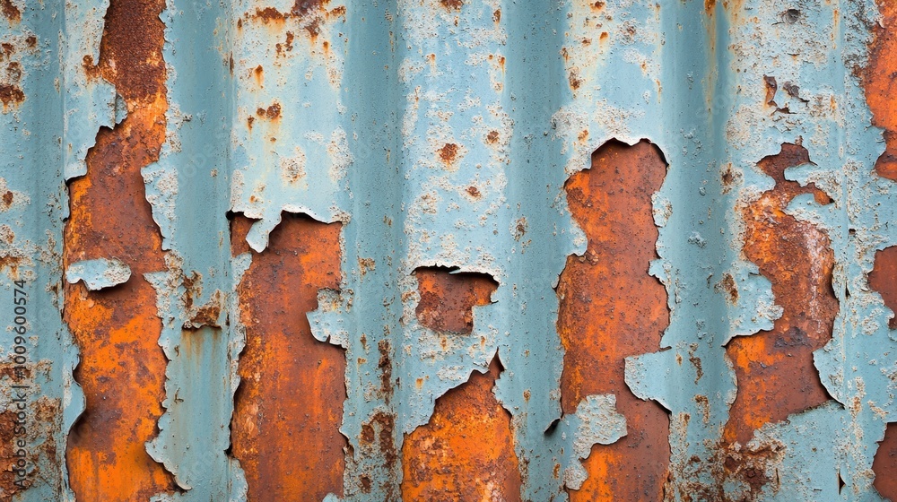 Weathered and Rusted Metal Texture with Cracked Blue and Orange Paint Weathered and Rusted Metal Texture with Cracked Blue and Orange Paint