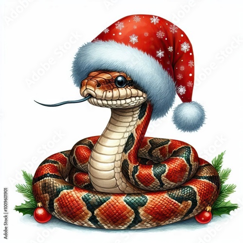 snake in a hat, Snake new year, christmas, year, xmas, background, chinese, ornament, symbol 2025 celebration, isolated, holiday, red night, traditional ,rich magic, snake china horoscope