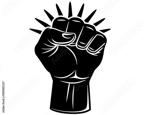 Raised Fist silhouette ,hand sign icon vector silhouette back raised fist illustration 