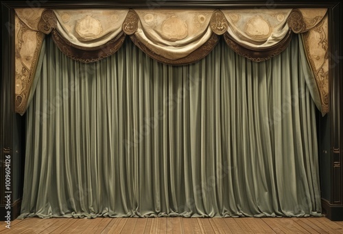 Elegant Theater Stage with Vintage Drapery and Decor