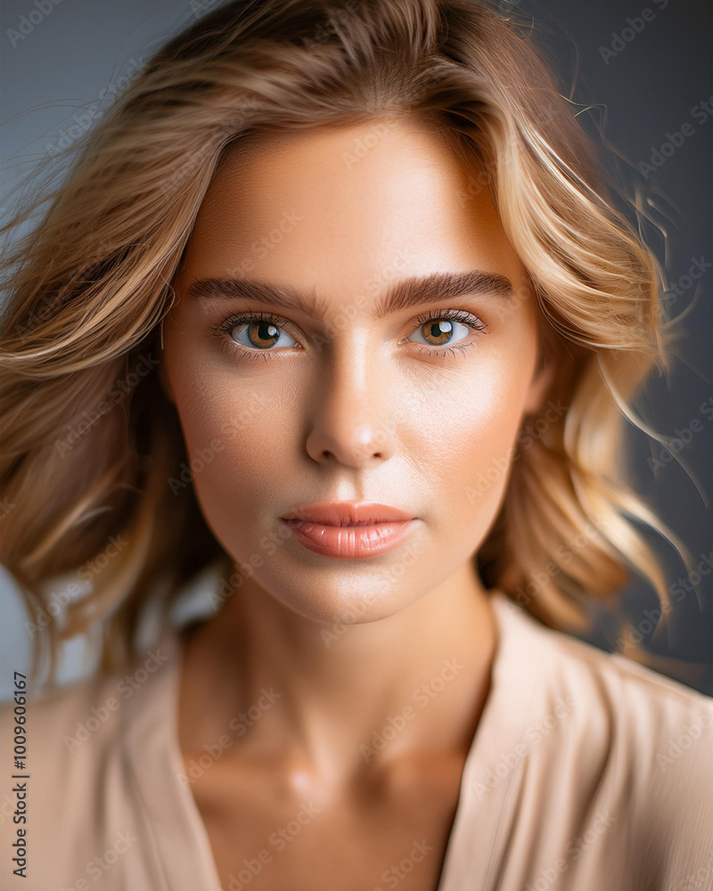 Serene Young Woman in Close Up Portrait Serene Young Woman in Close Up Portrait