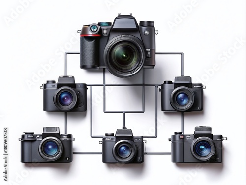 Visual Representation of Organizational Structure with Hierarchical Levels and Flowchart Elements