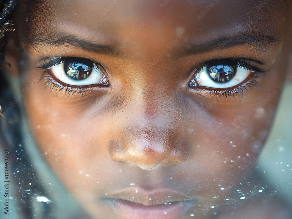 A young child gazes intently through a window, capturing a moment of curiosity and wonder in soft natural light A young child gazes intently through a window, capturing a moment of curiosity and wonder in soft natural light