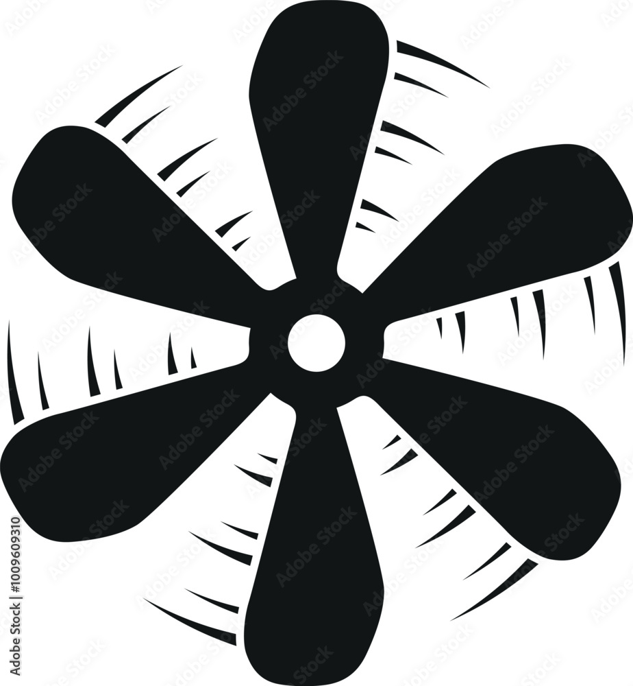 Propeller blades black icon. Rotation motion lines Propeller blades black icon. Rotation motion lines