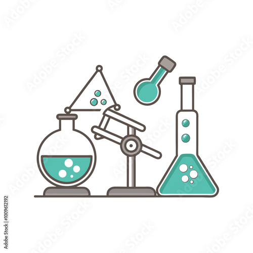 Laboratory Equipment Vector Illustration with Microscope, Flasks, Beakers, Chemical Reactions, Scientific Research, Chemistry Experiments, Science Icons, Laboratory Tools, Scientific Instruments, Rese