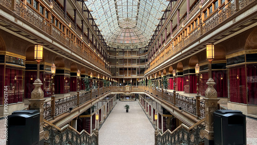 Spectacular historic balconies in grand arcade photo